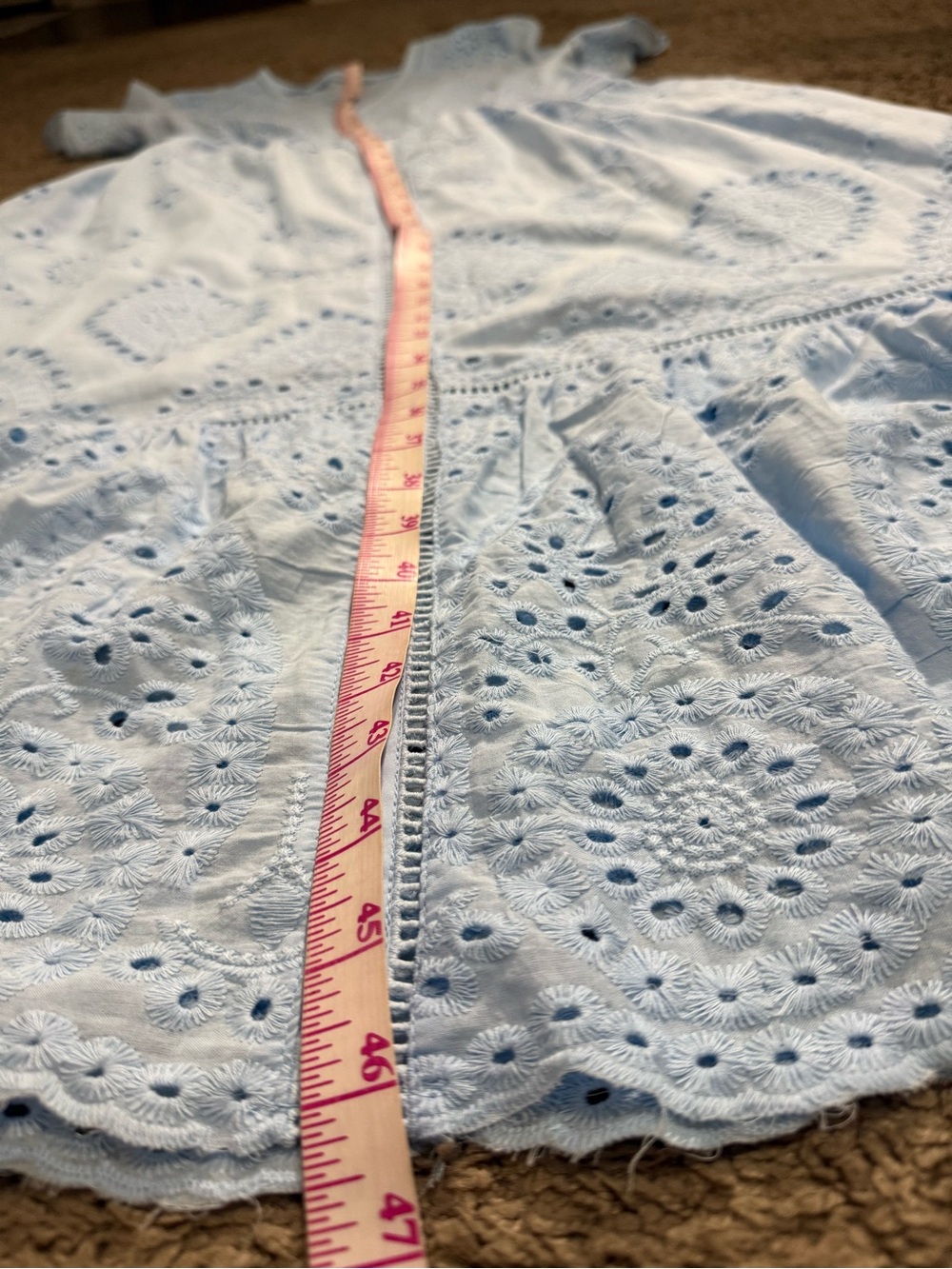 FA Pale Blue Eyelet V-Neck Midi Dress - Picture 10 of 14